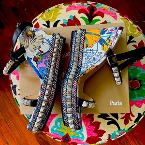 Authentic Christian Louboutin floral wedge shoes!